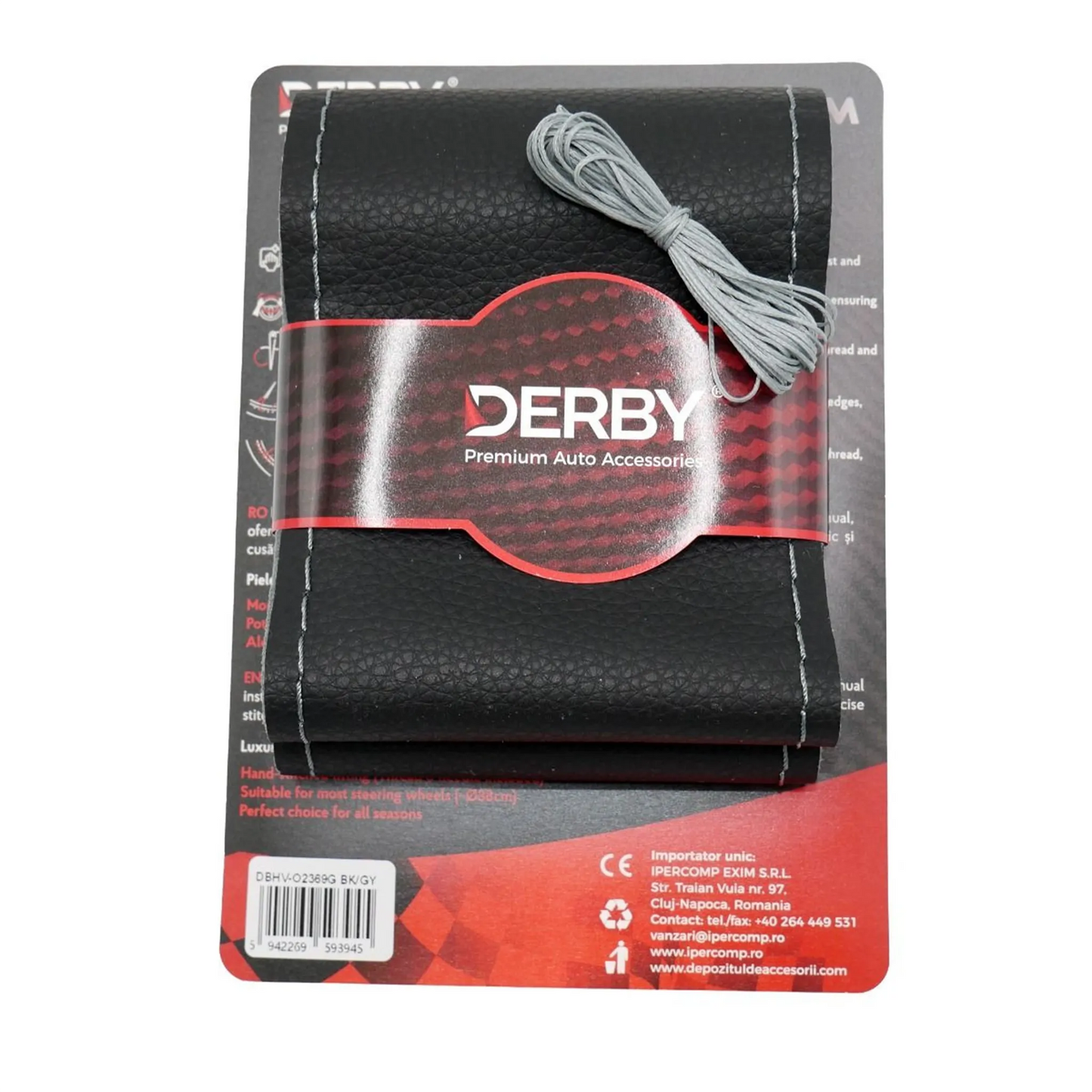 Husa Volan Neagra Cu Ac Si Ata 80 G, Cusatura Gri Derby