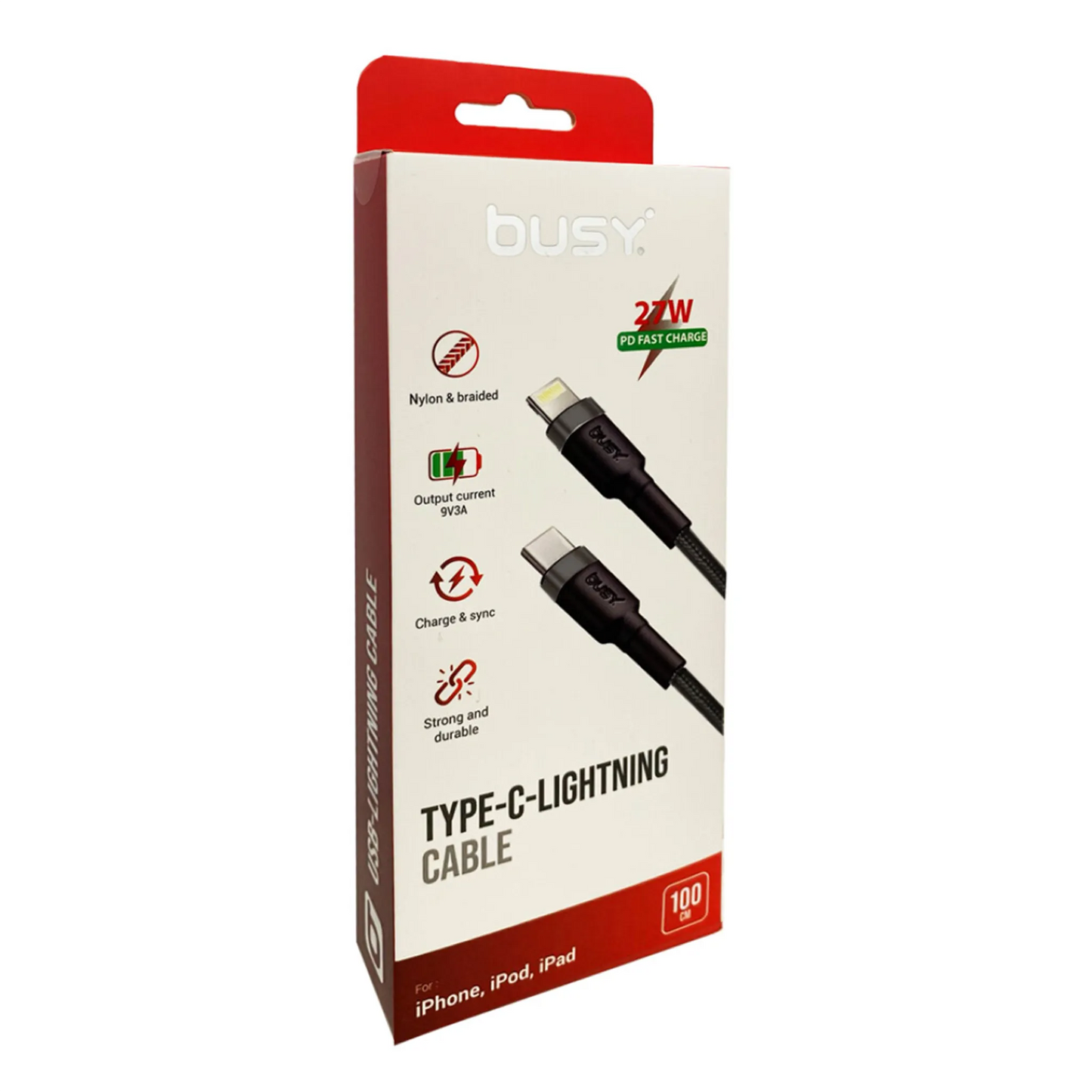Cablu USB C Light, Impletit, 27W, 1 m, Negru