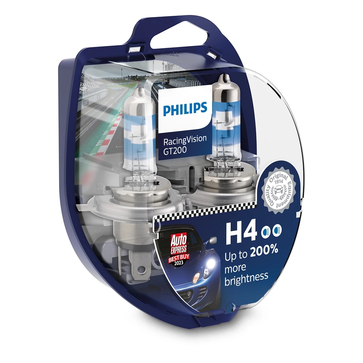 Philips H4 RacingVision GT200 Halogen Bulb 12V 60/55W P43T-38 - Set of 2