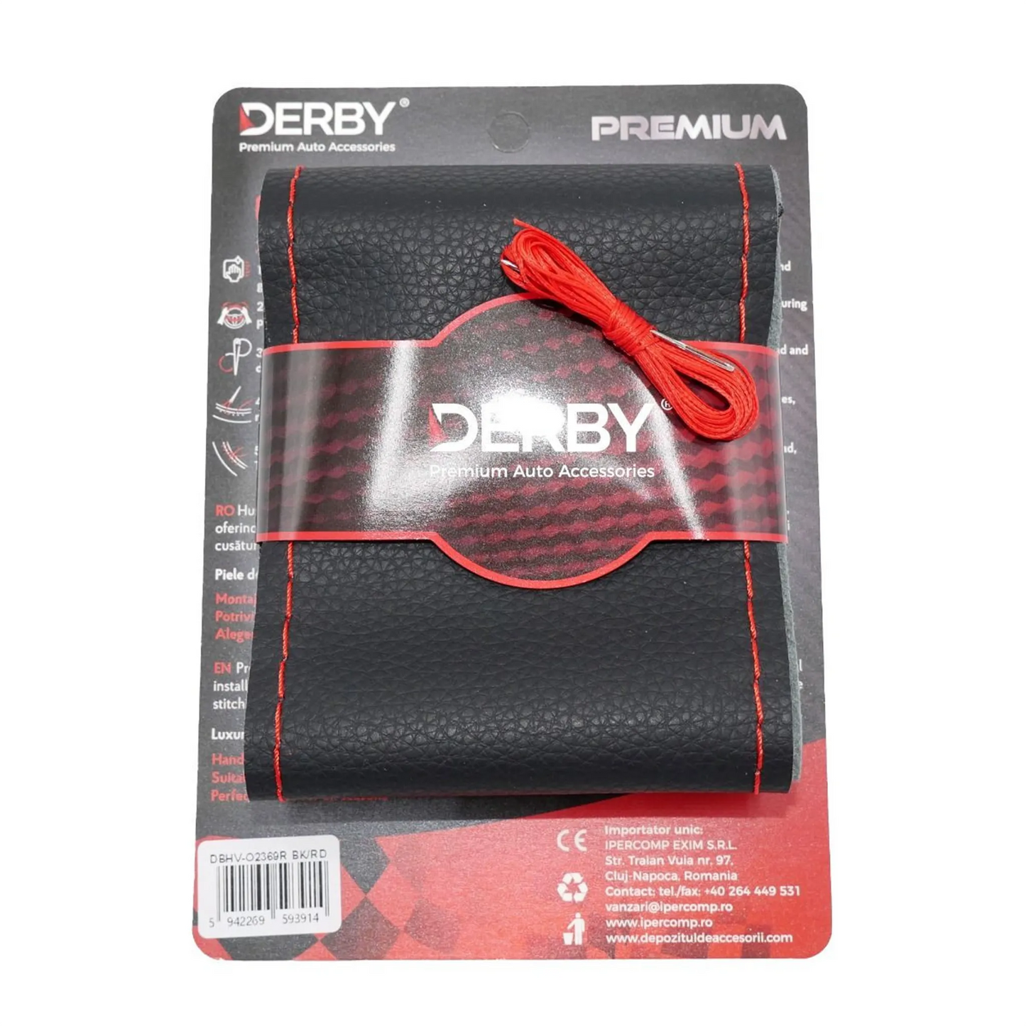 Husa Volan Neagra Cu Ac Si Ata 80 G, Cusatura Rosie Derby