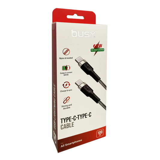 Cablu USB C, Impletit, 60W, 1 m, Argintiu