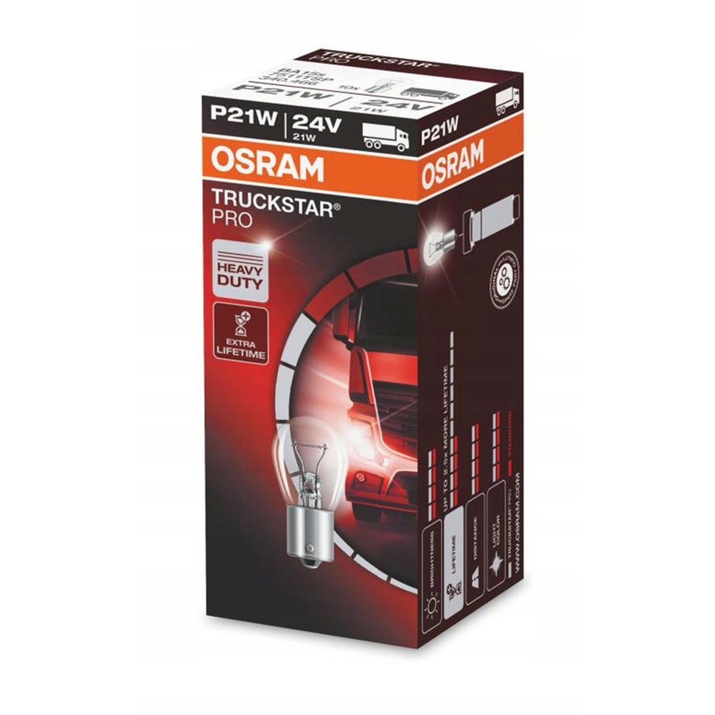Bec Osram Truckstar Pro P21W 24V 21W Ba15S (set 10 bucati)