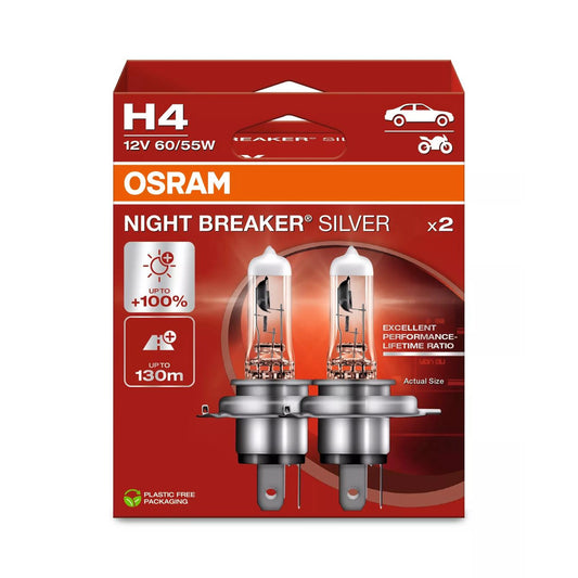 Bec Osram Night Breaker Silver H4 12V 60/55W P43T Set 2 Buc