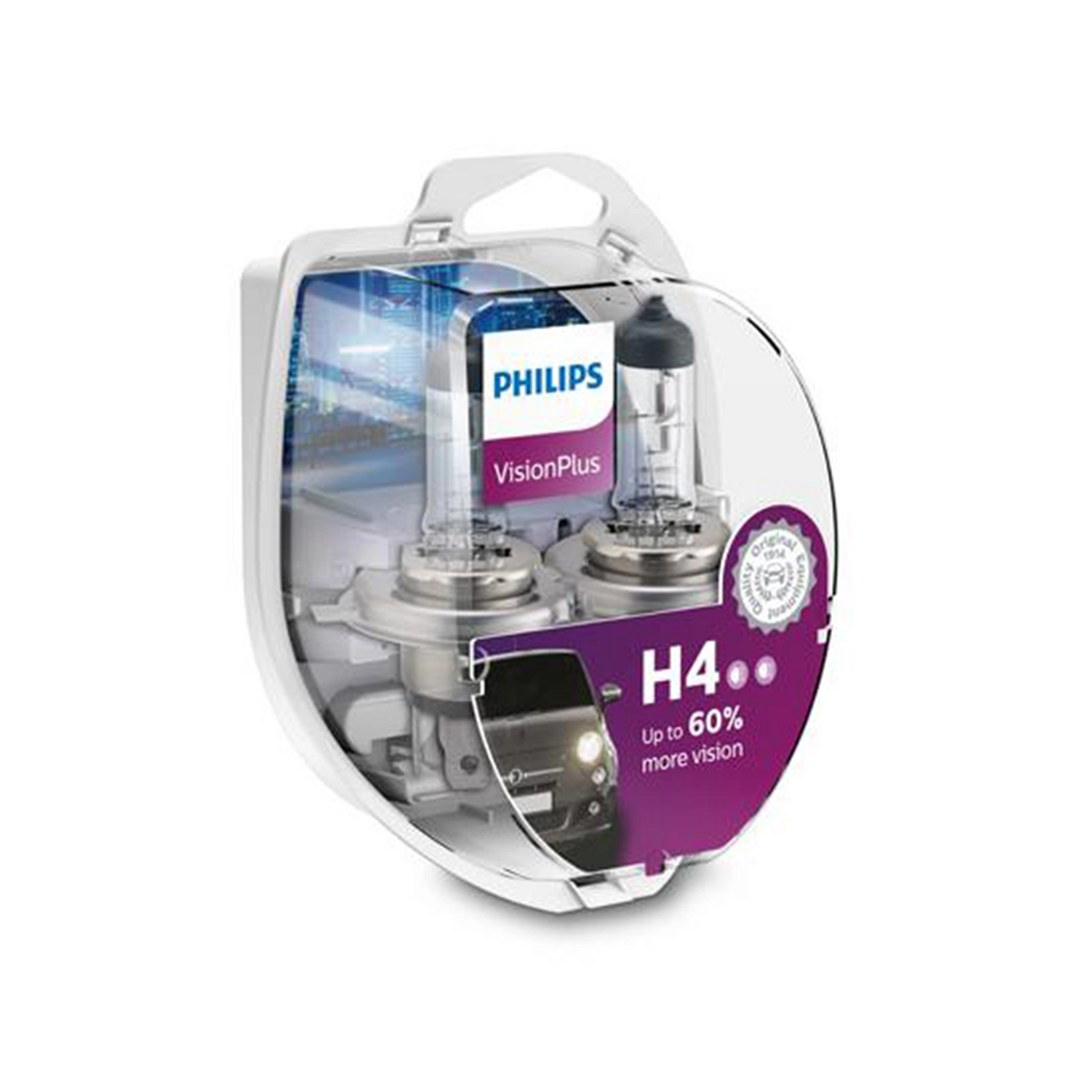 Set 2 Becuri Far H4 P43T 60/55W 12V Vision Plus Philips
