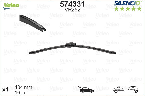 Stergator luneta VALEO Silencio 404 mm - Vr252 Skoda Fabia II Combi, Octavia II, VW Caddy Life, Touran I, Transporter T5